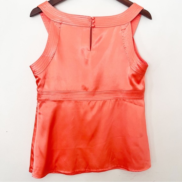 Cache Peach Coral Satin Sleeveless Blouse Womens L Top Casual Party Formal - Picture 2 of 7